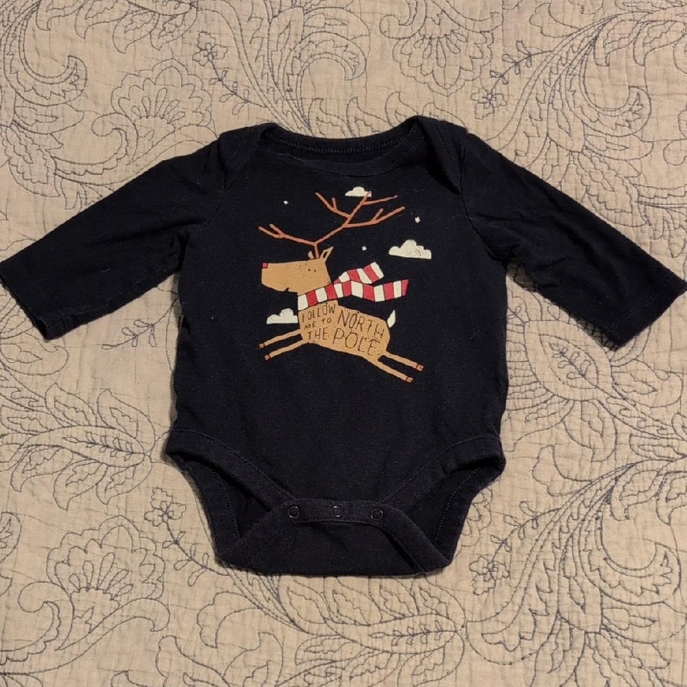 GAP Navy Blue Reindeer Bodysuit